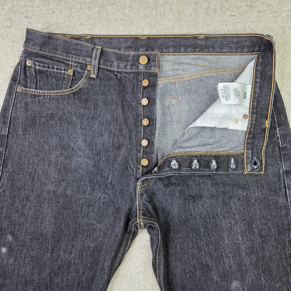 Vintage Levis 501xx Jeans Men's 40x32 Black Denim Button Fly Grunge Made Mexico
